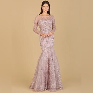 LONG SLEEVE MERMAID BEADED GOWN